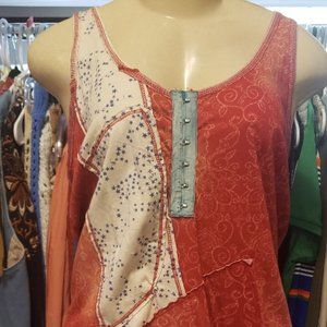 American Rag Red Boho Cream Color Swirls and Patches Boho NWT